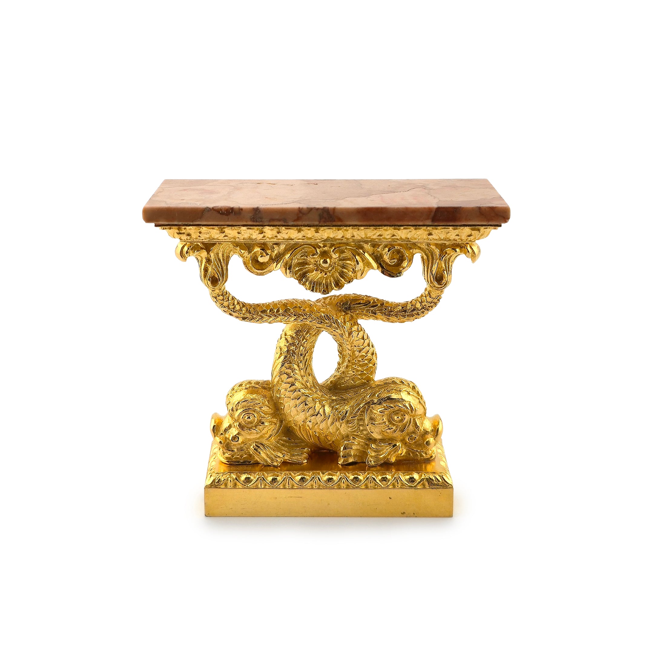 IGMA John Hodgson 24k Gold Dolphin Console Pier Table Blush Marble