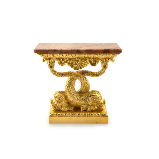 IGMA John Hodgson 24k Gold Dolphin Console Pier Table Blush Marble