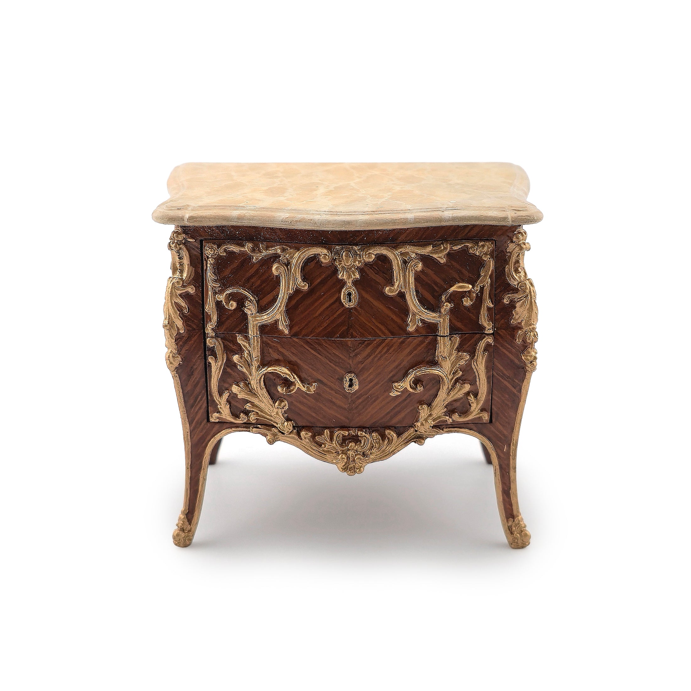 RESERVED FOR RICK Marquetry Louis XV Commode Table Marble Top Rococo