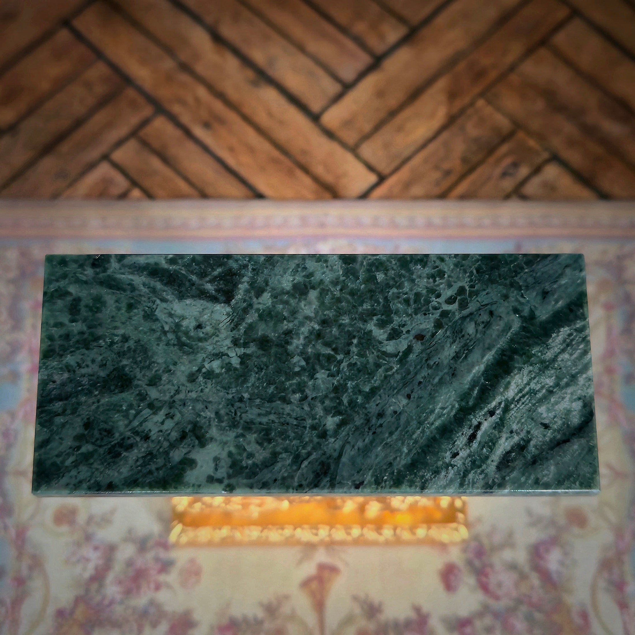 RESERVED FOR RICK 24k Gold Dolphin Console Pier Table Green Marble