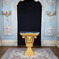 Load image into Gallery viewer, Italian Rococo William Kent Style Console Heavy Gold Plated Metal Table w Faux Marble

