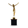 Load image into Gallery viewer, Salvador Dalí Inspired Christ Sculpture by Busto Gold Gilt Clay Figure on Wood Base
