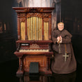 Load image into Gallery viewer, George Becker Rare Pipe Organ Walnut Carved Case, Brass Pipes, Bakelite Keys
