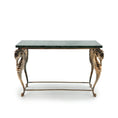 Load image into Gallery viewer, Fatima Dona Seahorse Console Table Sculpted Bronze w Green Marble Top OOAK
