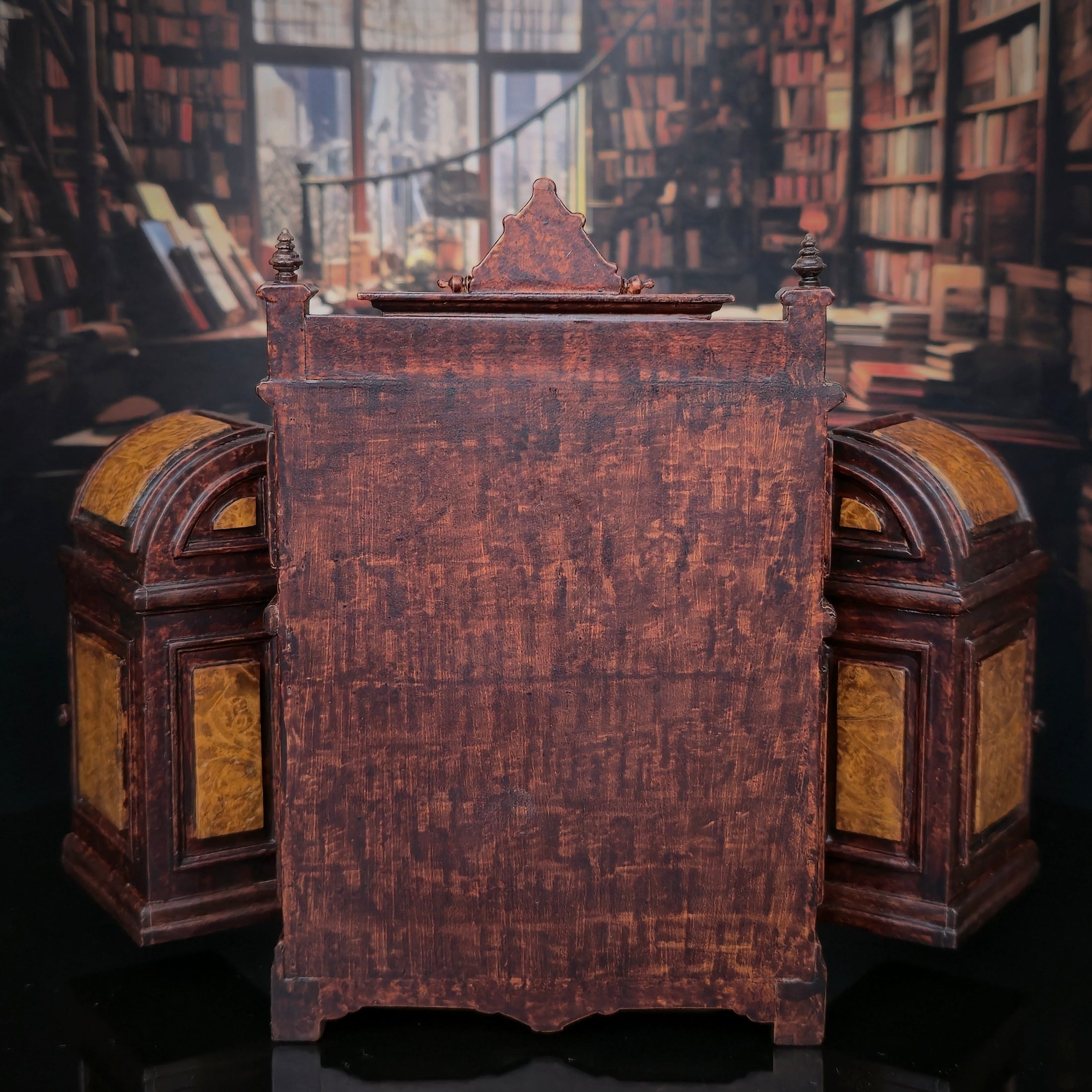 RESERVED FOR RICK: Vintage Gilbert Mena Burlwood Wooten Desk Artisan Miniature Secretary Cabinet