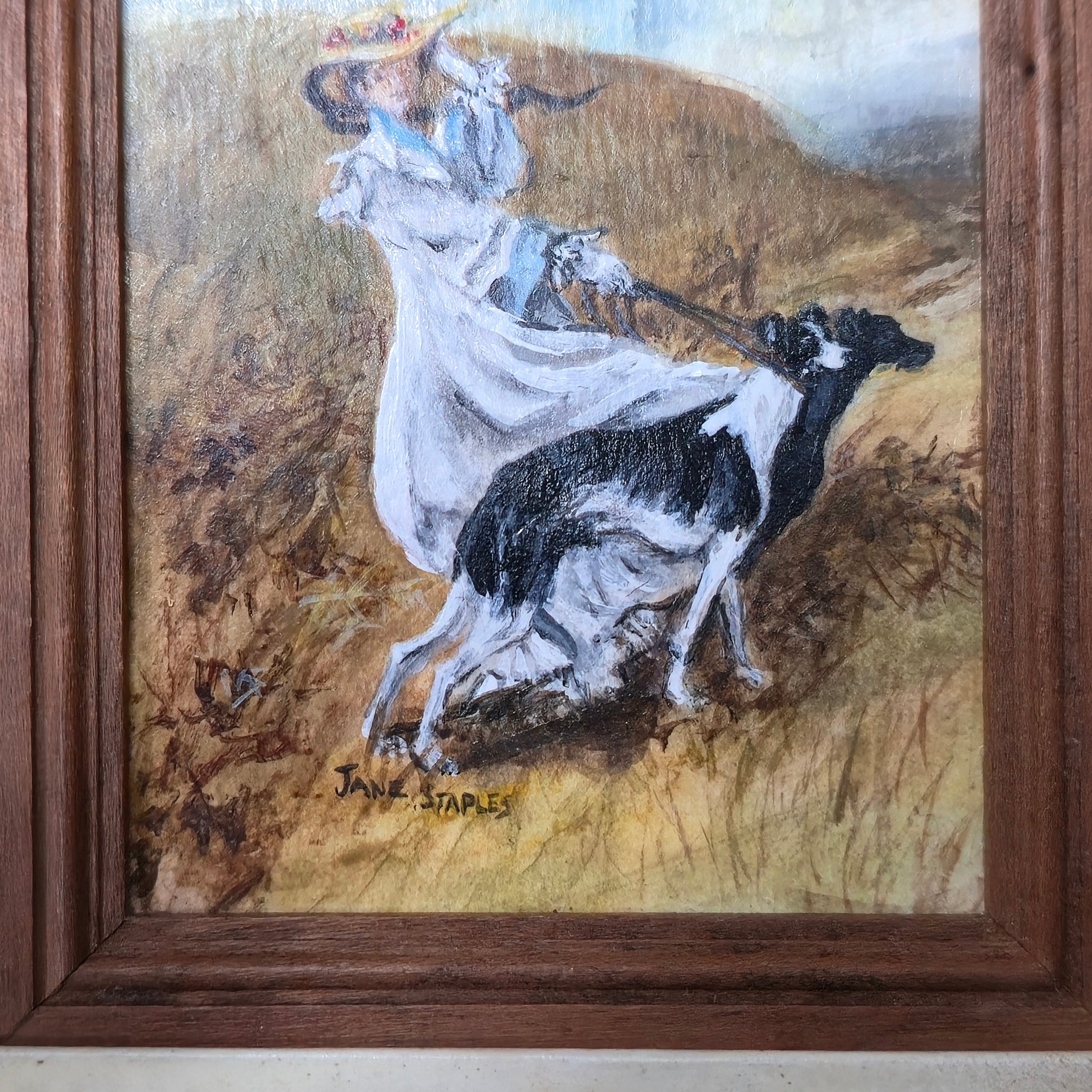 Jane Staples “Diana of the Uplands” Framed Miniature Oil Painting Hand Signed