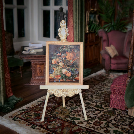 Masaya Okada Dutch Still Life Miniature Oil Painting with Gilt Wood Frame