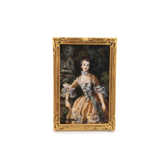 Masaya Okada Rococo Lady Portrait Miniature Hand Signed Oil Painting