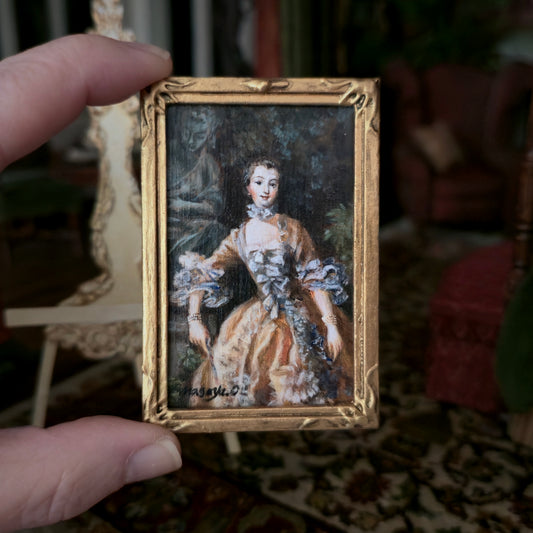 Masaya Okada Rococo Lady Portrait Miniature Hand Signed Oil Painting