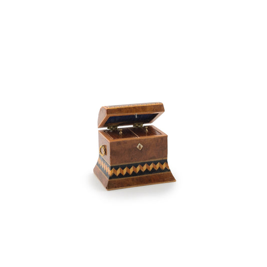 OOAK Artisan English Burr Oak Tea Caddy by Chris Malcomson with Marquetry & Banding