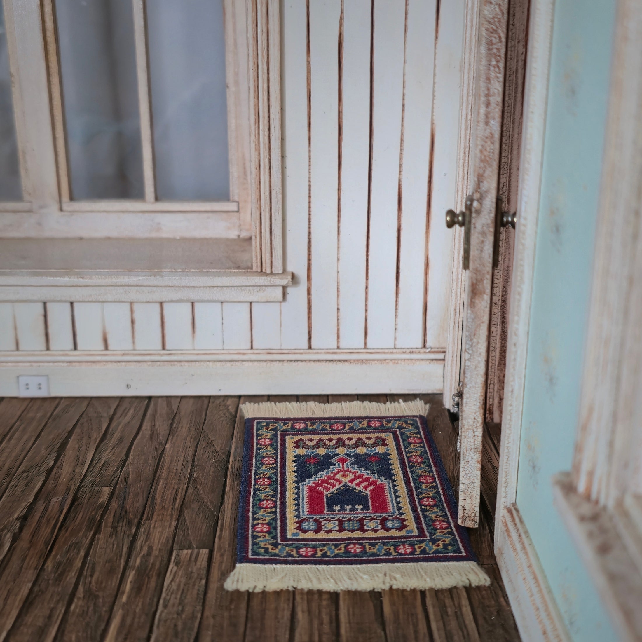 Sharon Garmize 100% Silk Petit Point Turkish Accent Rug Miniature 1980