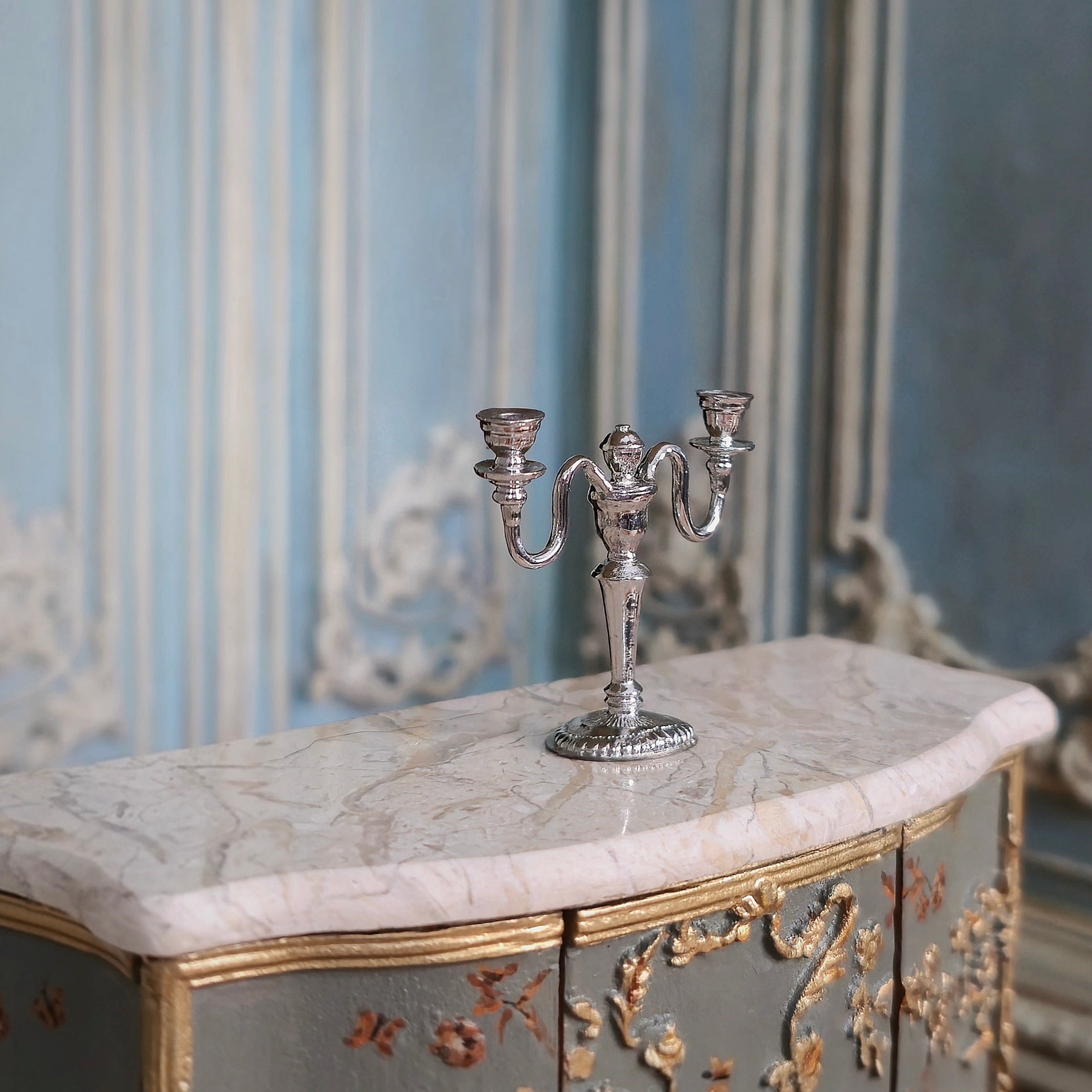 Eugene Kupjack Sterling Silver Victorian Two-Light Candelabra