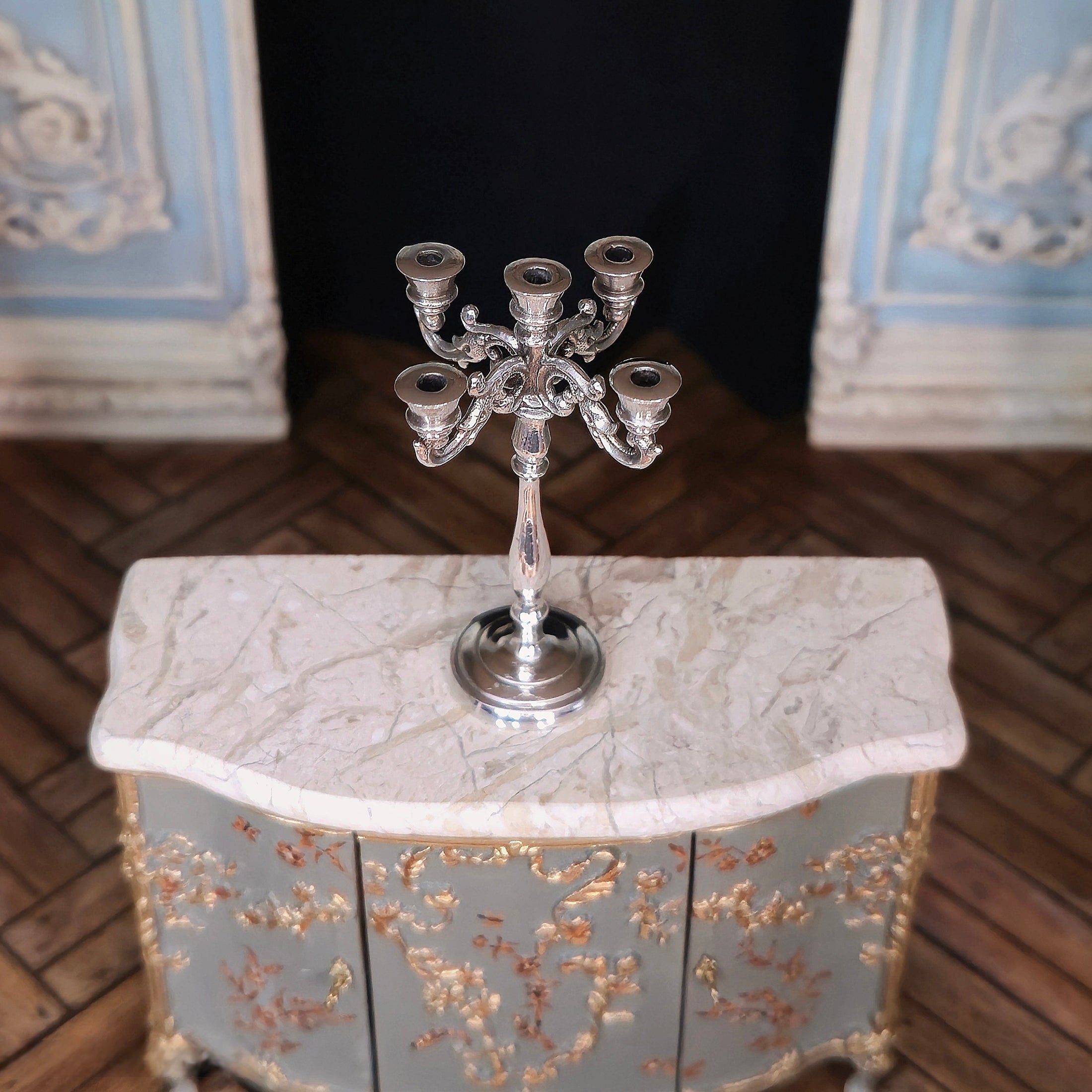 Sterling Silver French Rococo Five-Light Table Centerpiece Candelabra