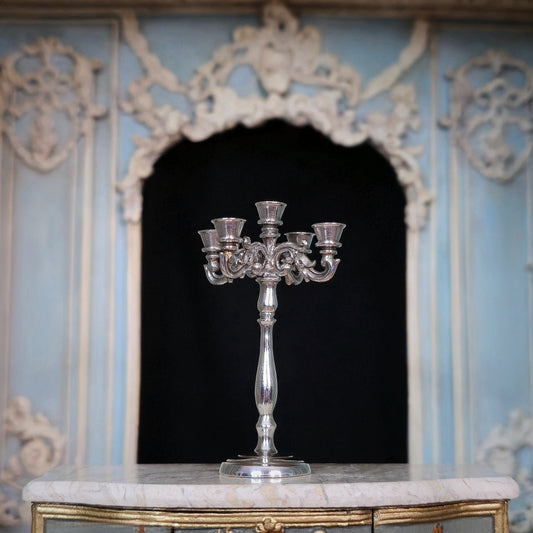 Sterling Silver French Rococo Five-Light Table Centerpiece Candelabra