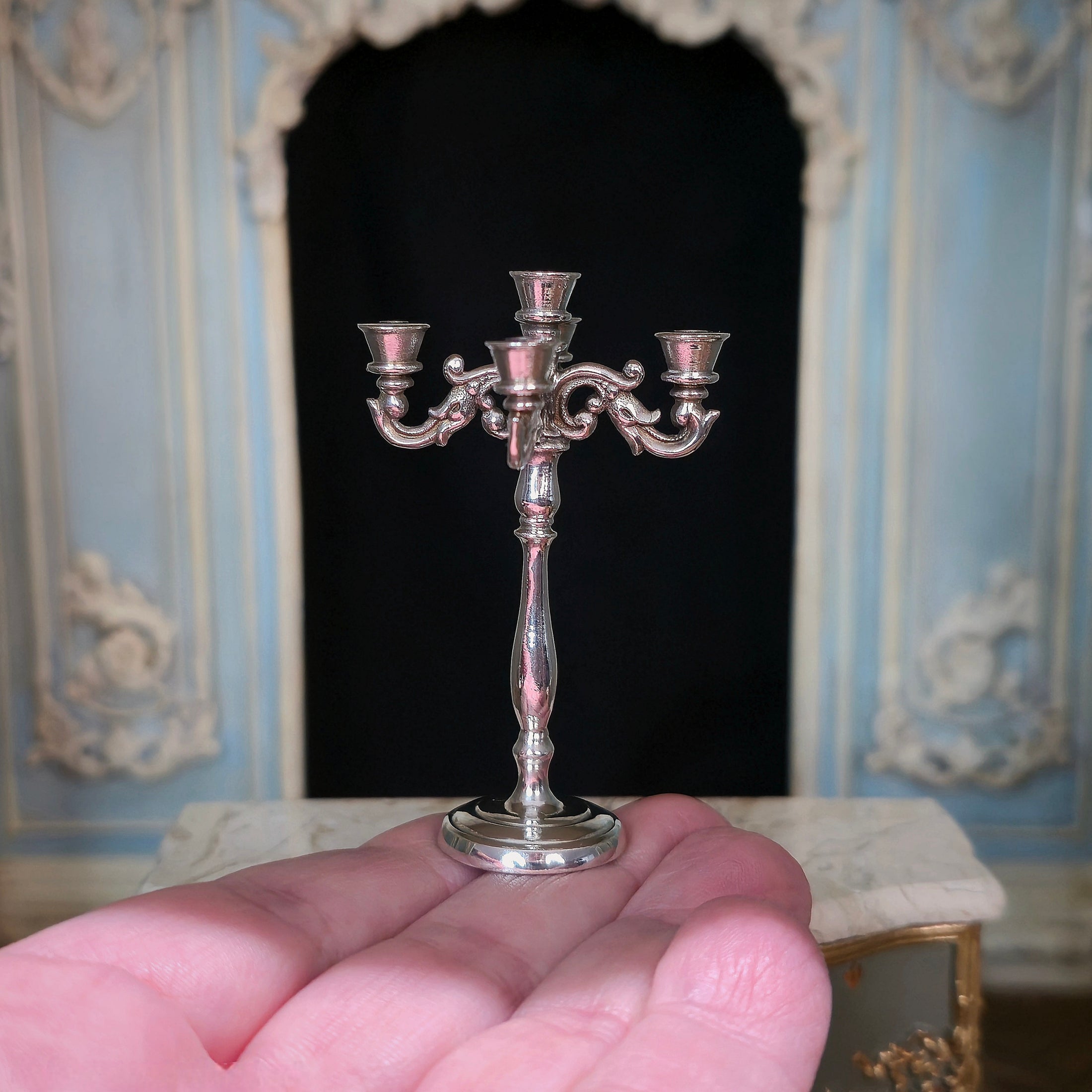 Sterling Silver French Rococo Five-Light Table Centerpiece Candelabra