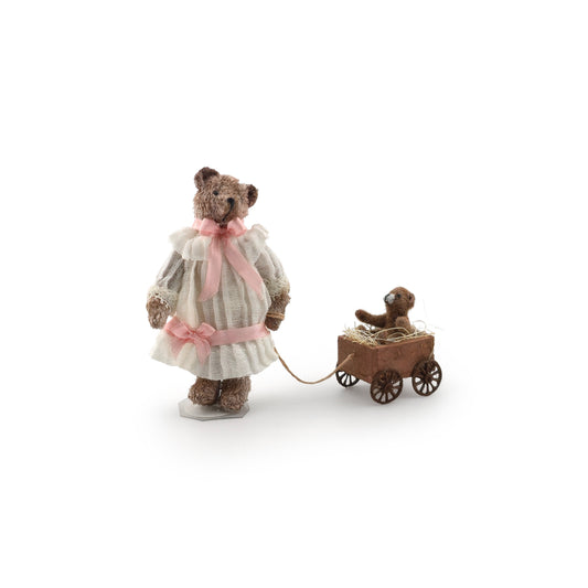 RESERVED JULIE D Le Coffre d'Emilie OOAK Edwardian Teddy Bear Sisters with Wagon France