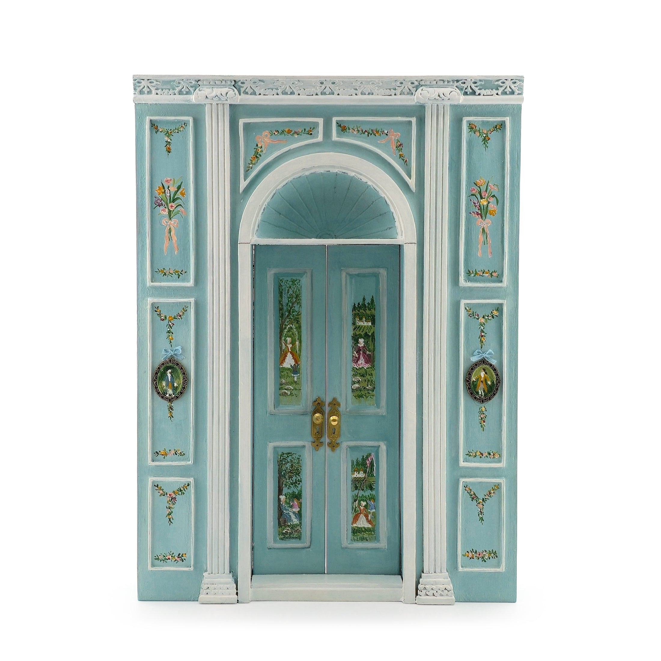 Aurearte Miniatures Rococo Hand-Painted Blue Door Wall Unit 1:12 Spain