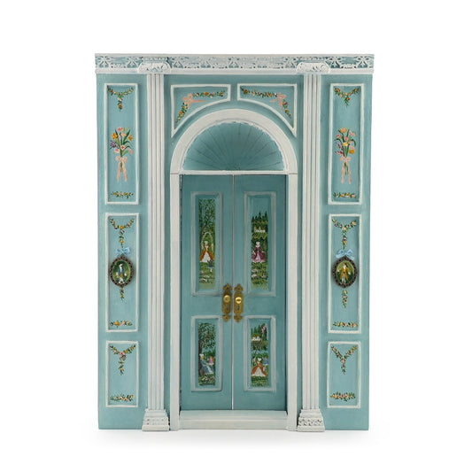 Aurearte Miniatures Rococo Hand-Painted Blue Door Wall Unit 1:12 Spain