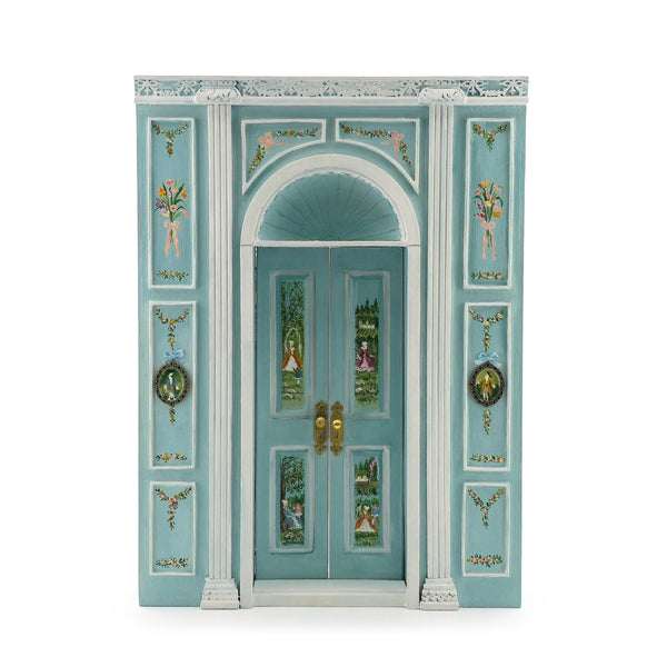Aurearte Miniatures Rococo Hand-Painted Blue Door Wall Unit 1:12 Spain