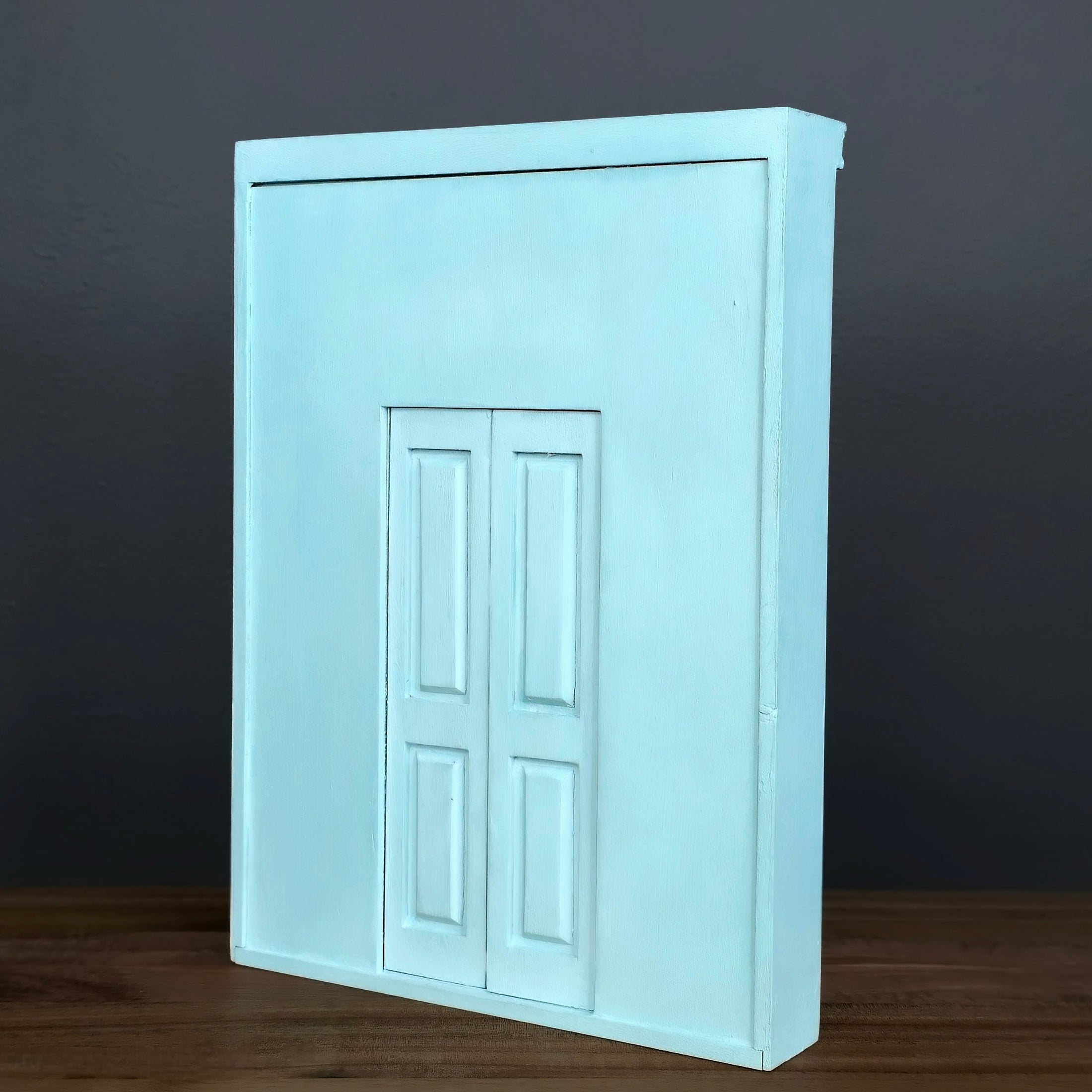Aurearte Miniatures Rococo Hand-Painted Blue Door Wall Unit 1:12 Spain