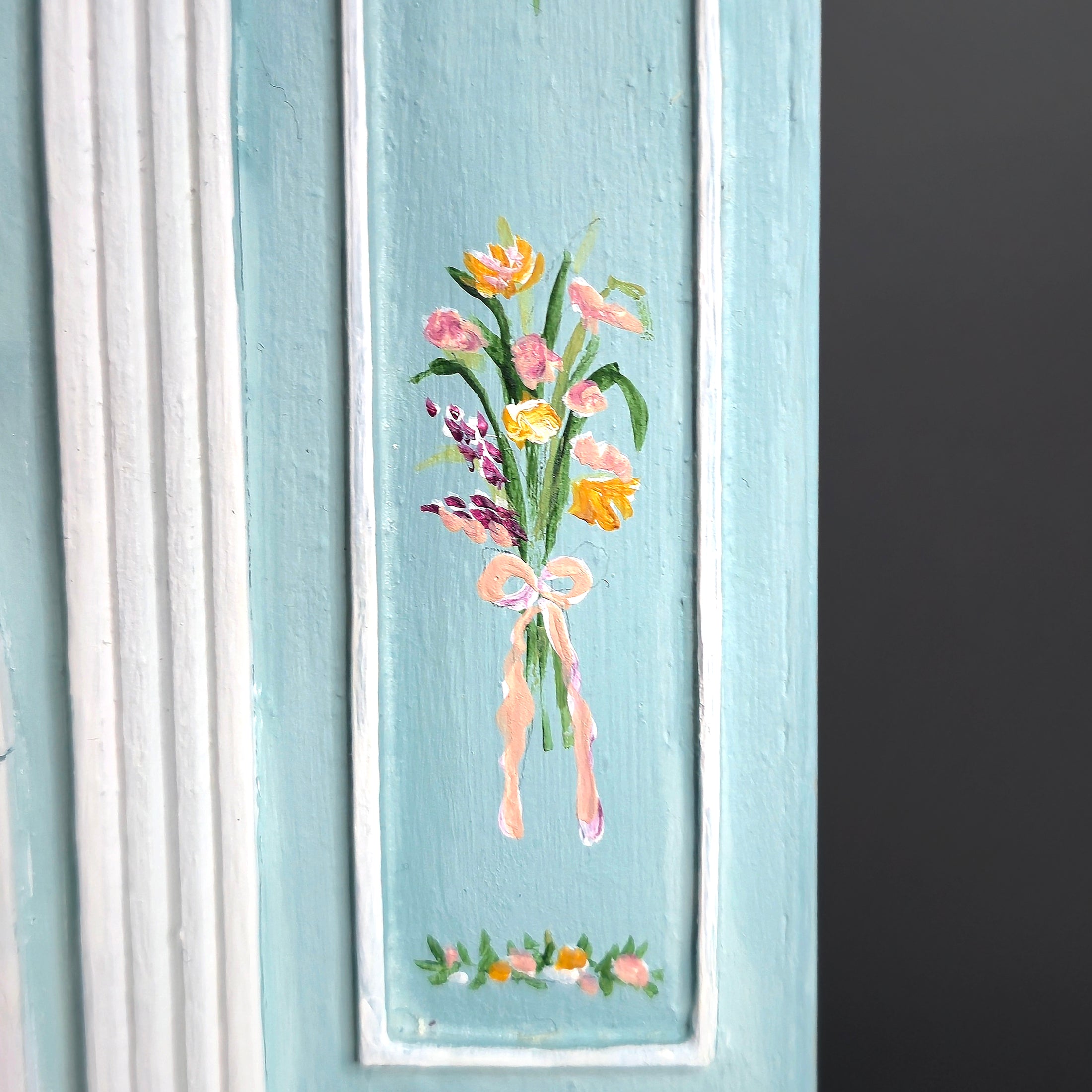 Aurearte Miniatures Rococo Hand-Painted Blue Door Wall Unit 1:12 Spain
