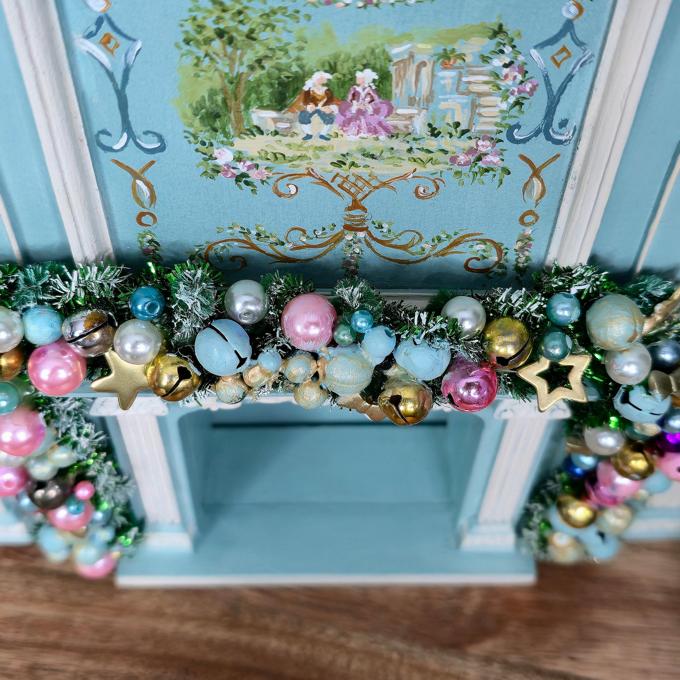 Aurearte OOAK Retro Christmas Full Garland Fireplace Mantel Decor Spain
