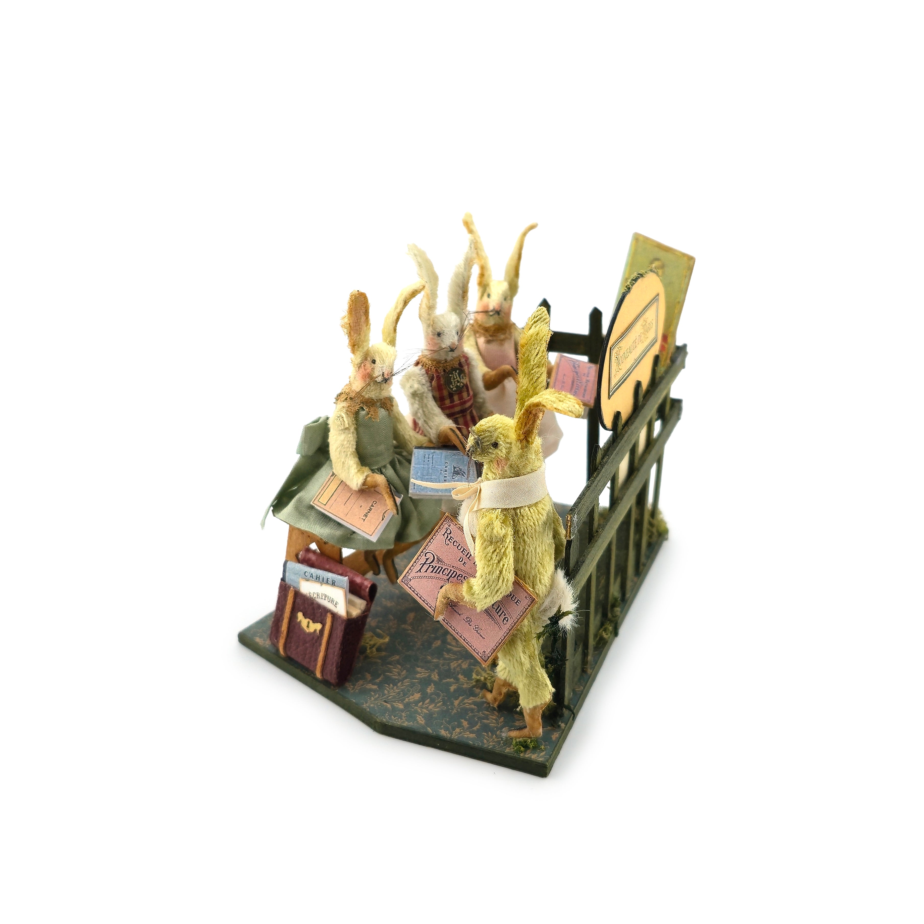 MP Creation Marie Pierre Gratias OOAK Bunny School Vignette Spring Diorama