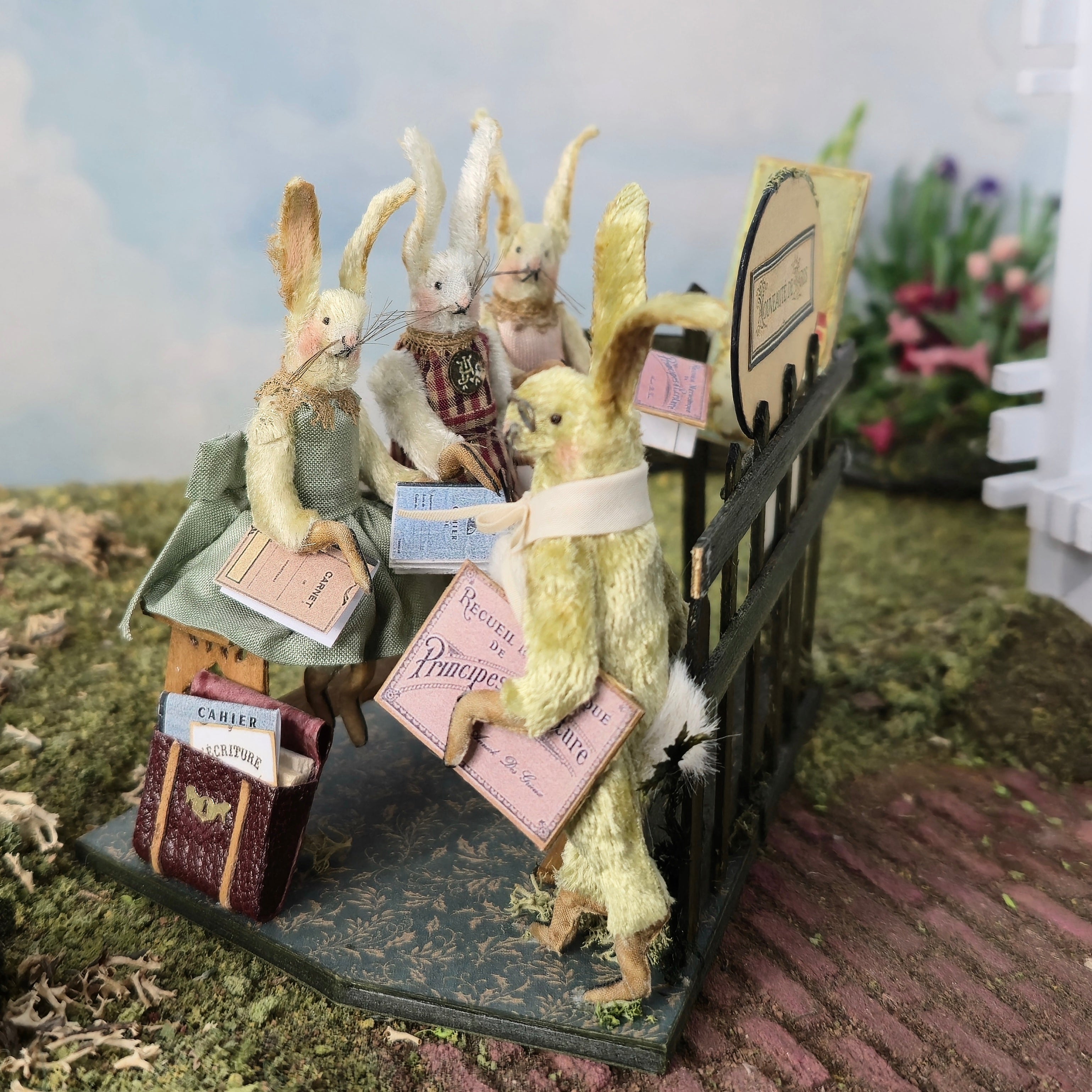 MP Creation Marie Pierre Gratias OOAK Bunny School Vignette Spring Diorama