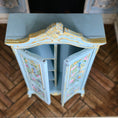 Load image into Gallery viewer, Aurearte Miniatures OOAK Blue Gilt Hand Painted Peacock Armoire Cabinet Spain
