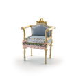 Load image into Gallery viewer, Aurearte Miniatures OOAK Hand Painted Upholstery Gilt Ivory Vanity Chair
