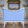 Load image into Gallery viewer, Aurearte Miniatures OOAK Hand Painted Blue Upholstered Settee Sofa with Pillows
