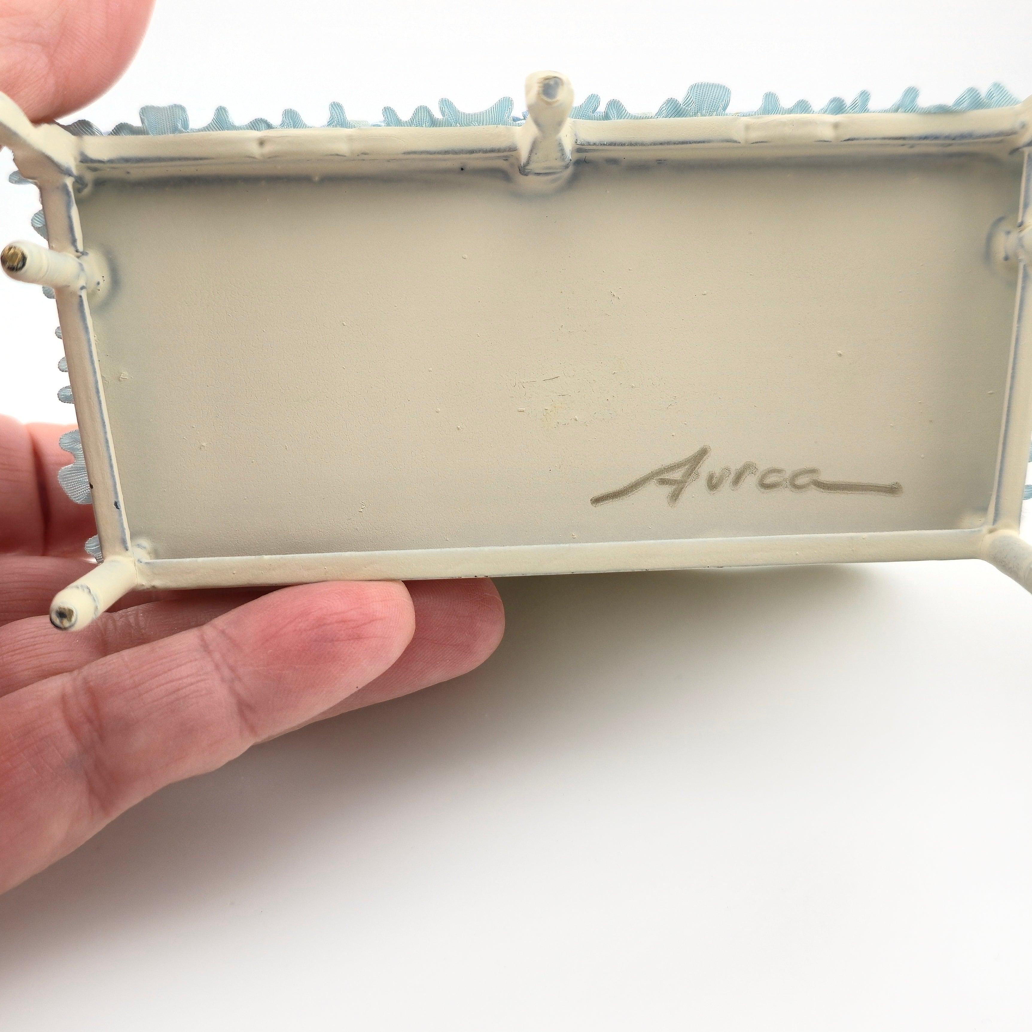 Aurearte Miniatures OOAK Victorian Christmas Santa Hand Painted Settee with Pillow