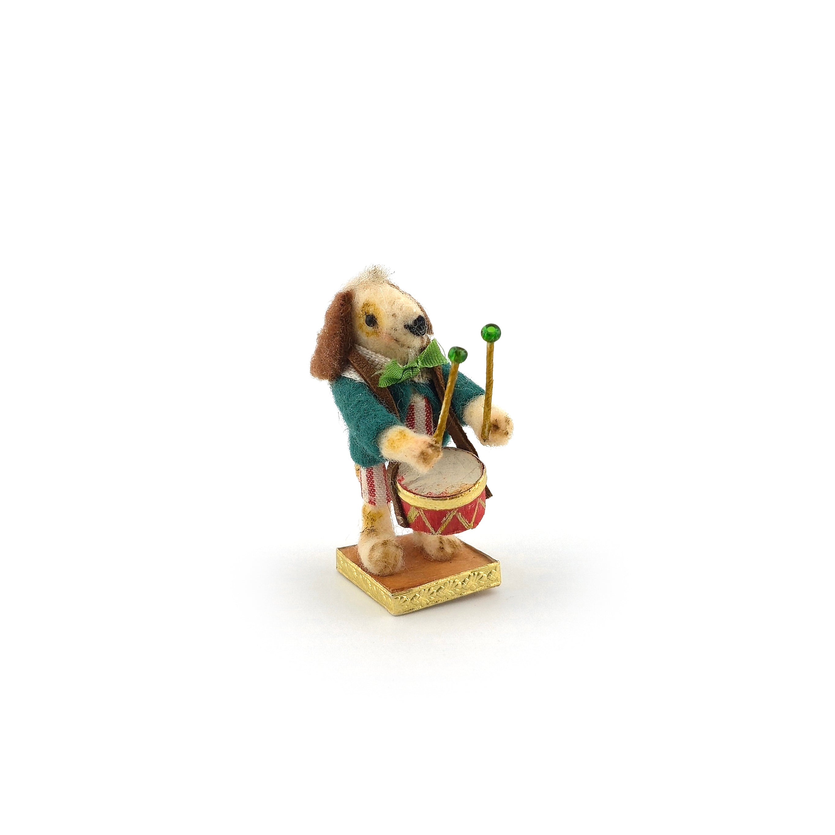 Veronique Lux OOAK Puppy Drummer Miniature Anthropomorphic Dollhouse Doll Figure
