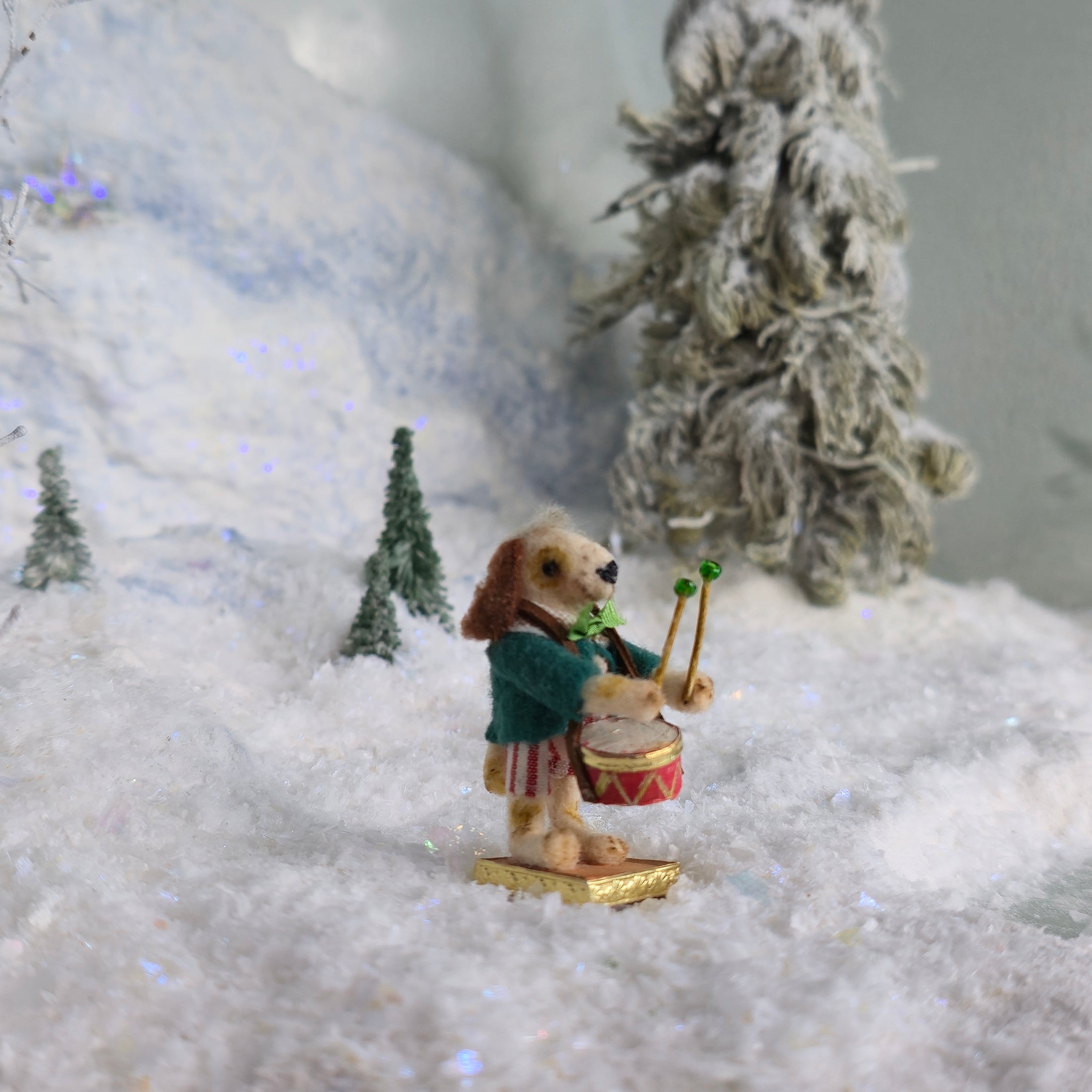 Veronique Lux OOAK Puppy Drummer Miniature Anthropomorphic Dollhouse Doll Figure