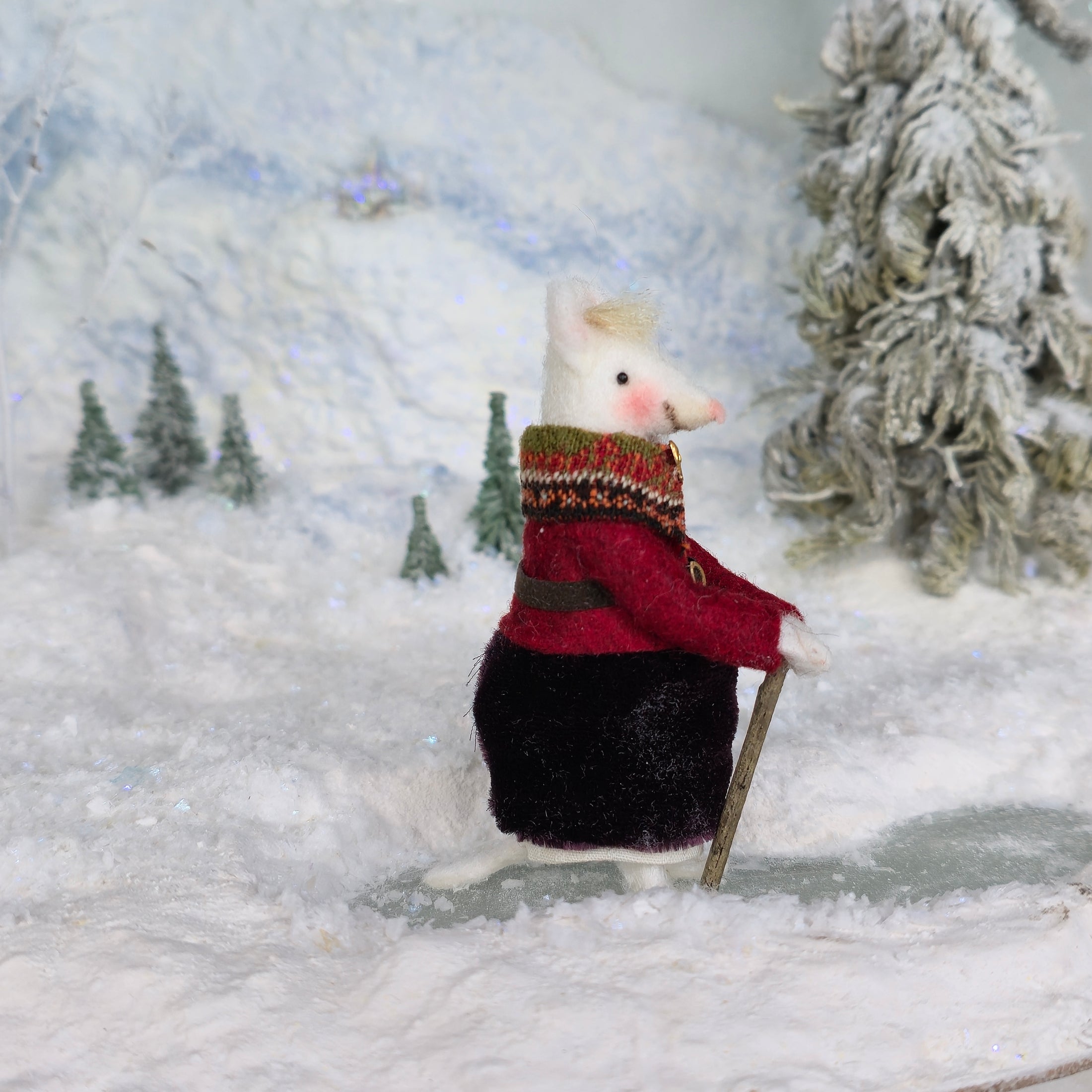 Veronique Lux Old Mother Mouse with Her Walking Sitck OOAK Miniature Character