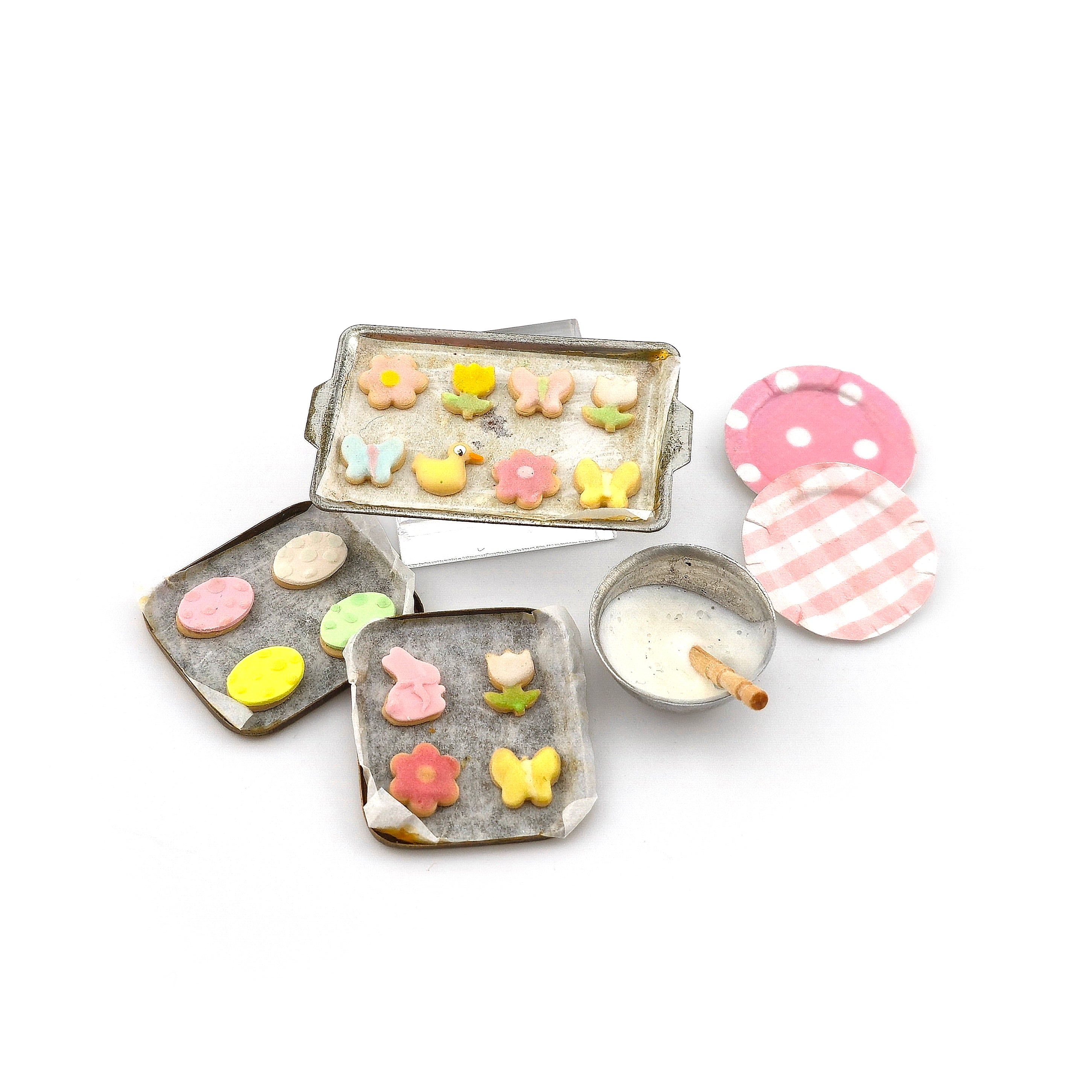 Artisan Easter Cookie Baking Supplies Set Dollhouse Miniature Grouping