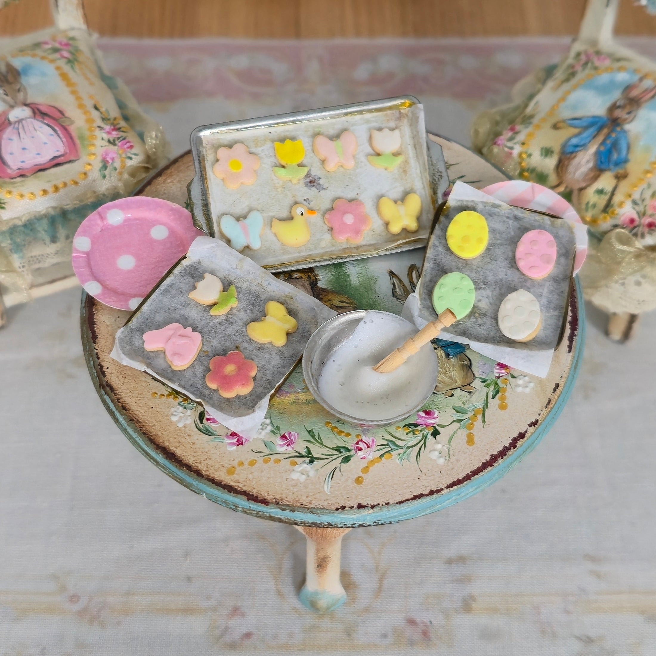 Artisan Easter Cookie Baking Supplies Set Dollhouse Miniature Grouping