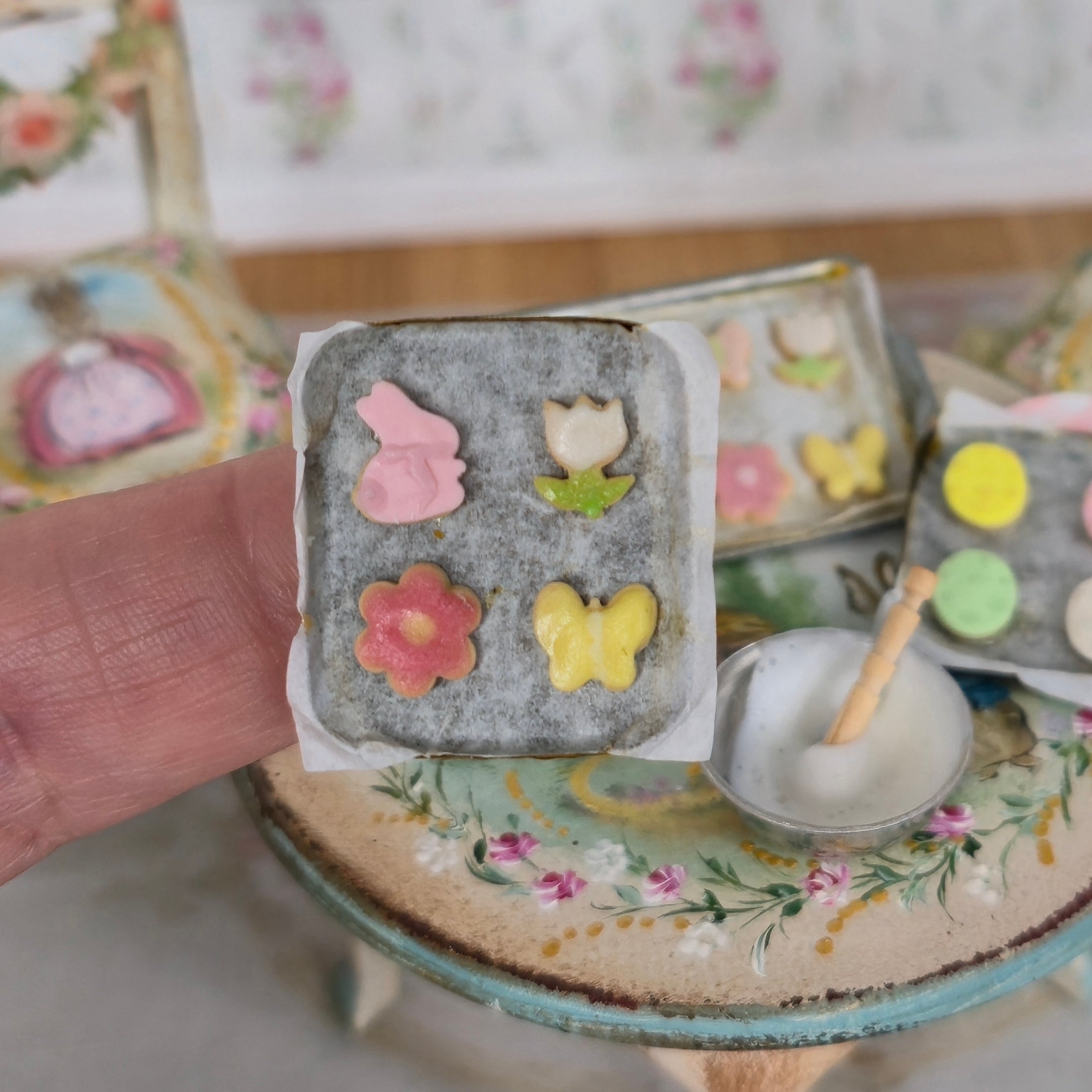 Artisan Easter Cookie Baking Supplies Set Dollhouse Miniature Grouping