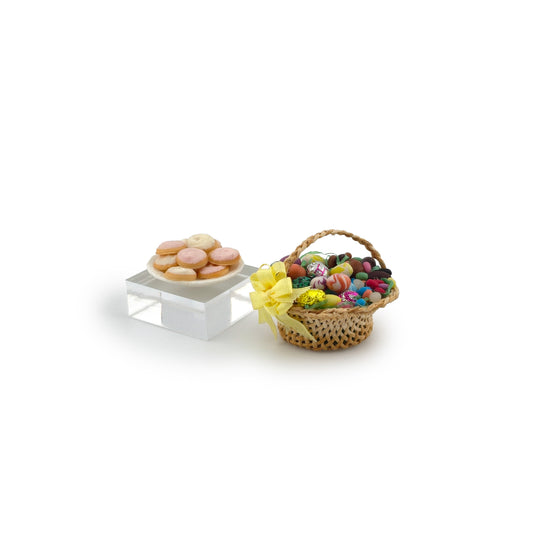 Artisan Easter Basket & Sugar Cookie Set Dollhouse Miniature