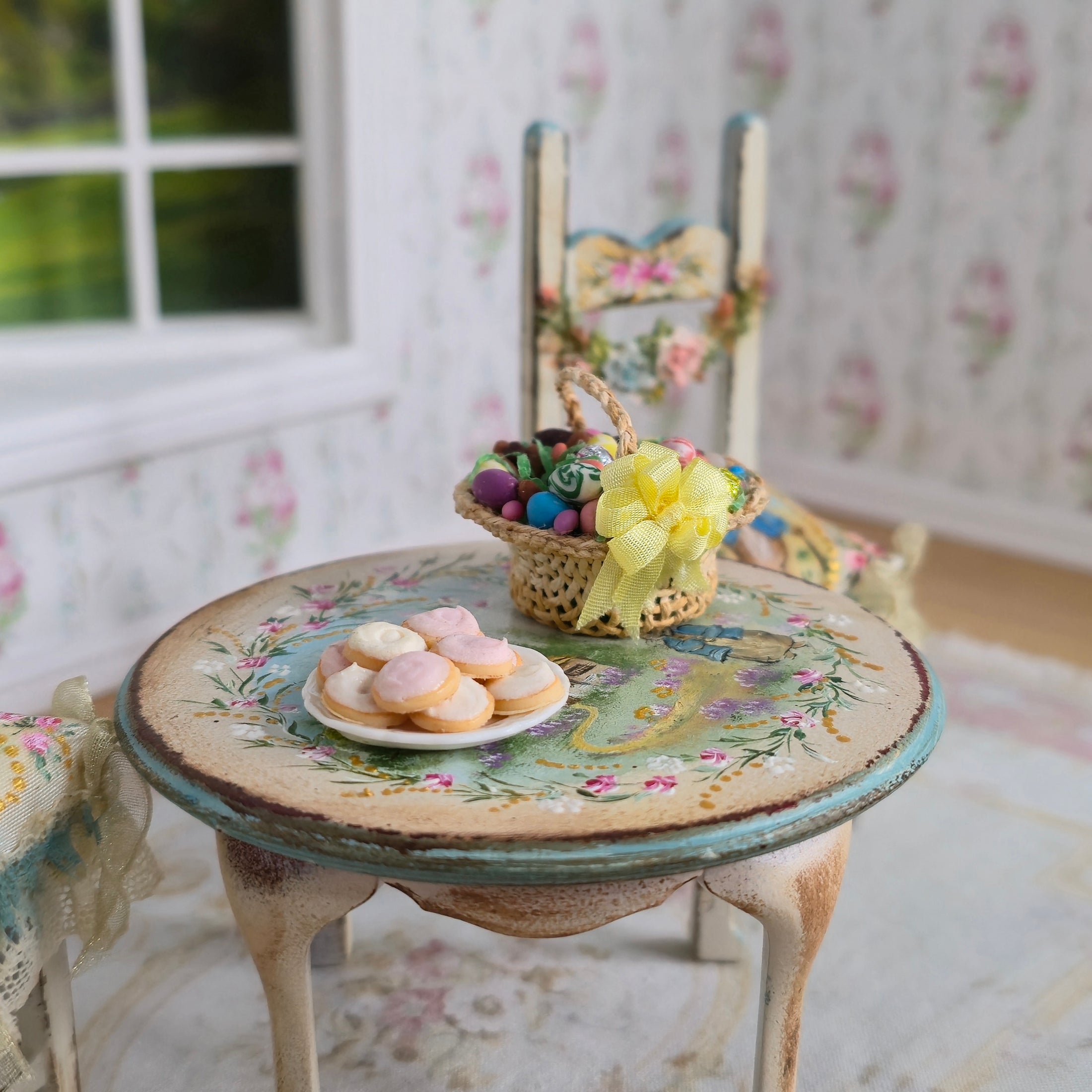 Artisan Easter Basket & Sugar Cookie Set Dollhouse Miniature