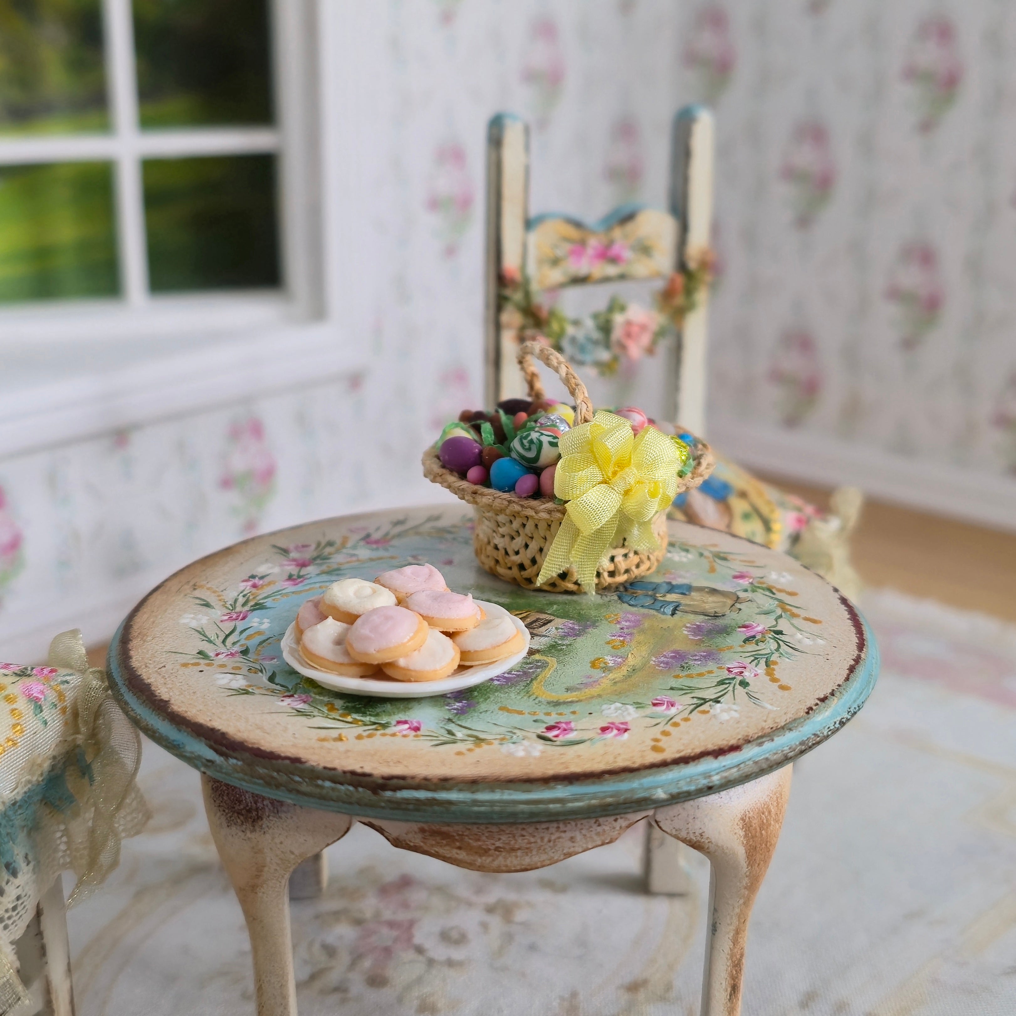 Artisan Easter Basket & Sugar Cookie Set Dollhouse Miniature