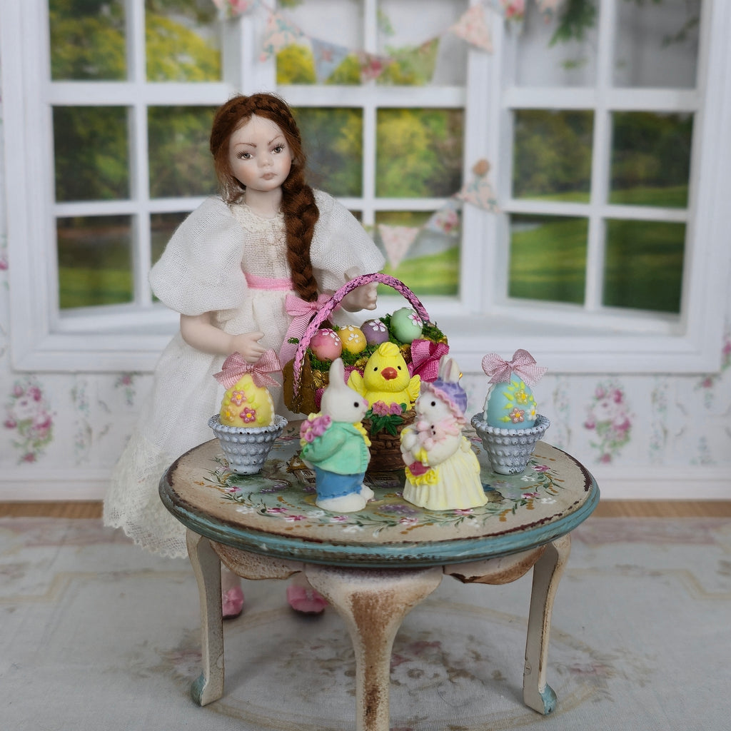 Artisan Easter Figurines & Basket Dollhouse Miniature Spring Decor Set