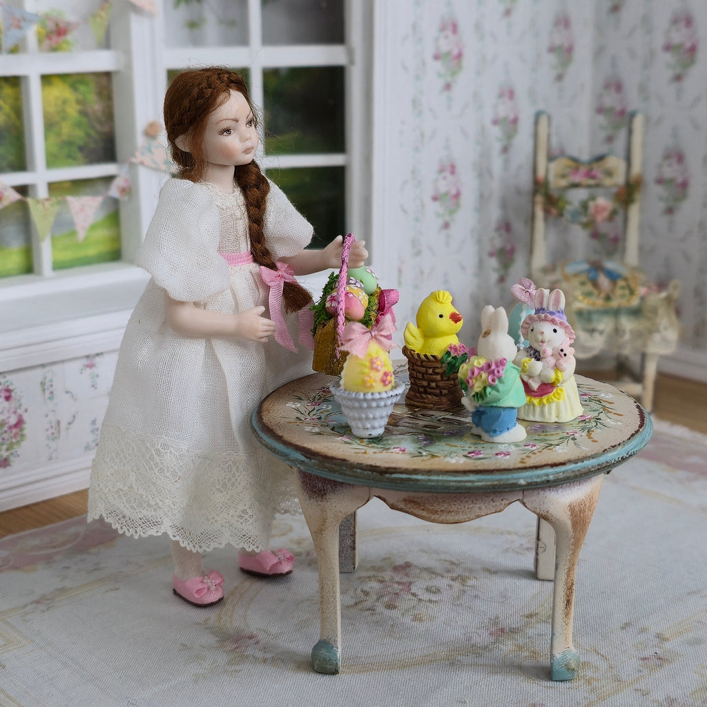 Artisan Easter Figurines & Basket Dollhouse Miniature Spring Decor Set