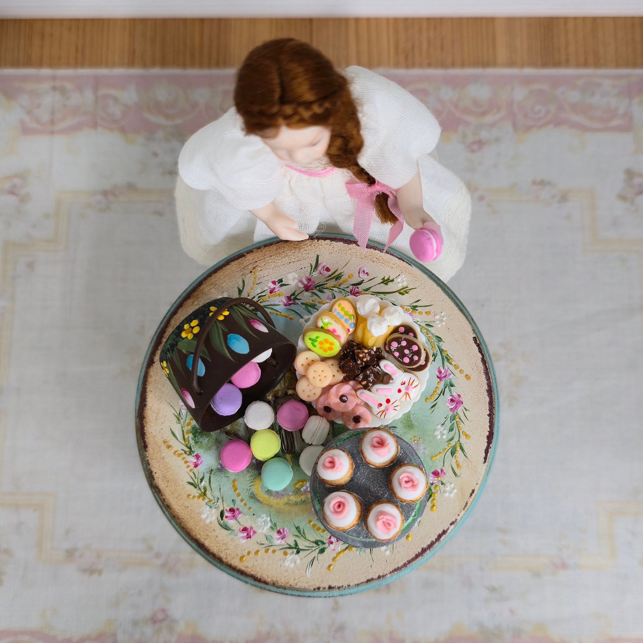 Sue Ayers Easter Cookie Platter & Dessert Set Dollhouse Miniature