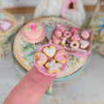 Load image into Gallery viewer, Pink Easter Dessert Tray Cake & Cookies Dollhouse Miniature Set
