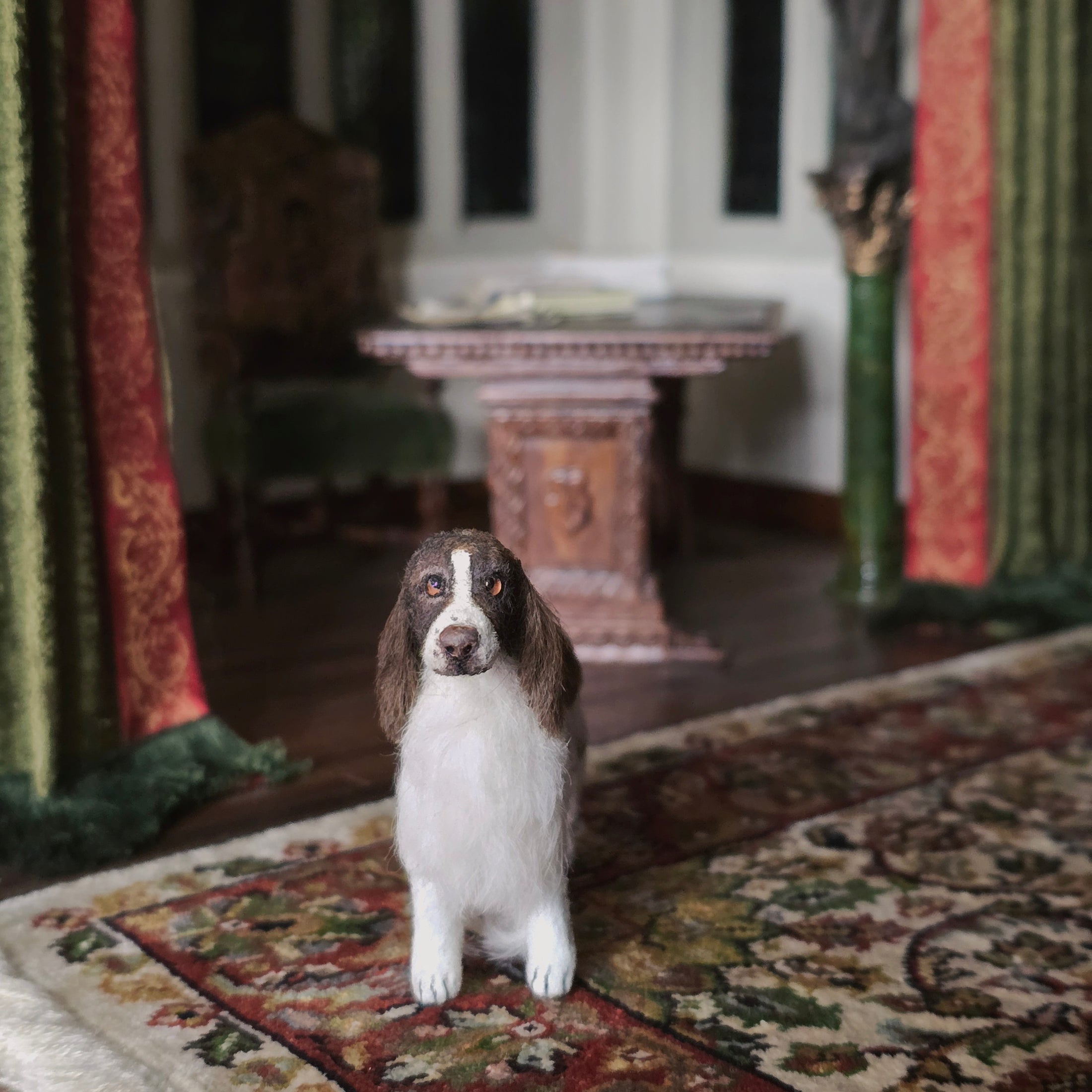 Realistic Pet English Springer Spaniel Dog Dollhouse Miniature