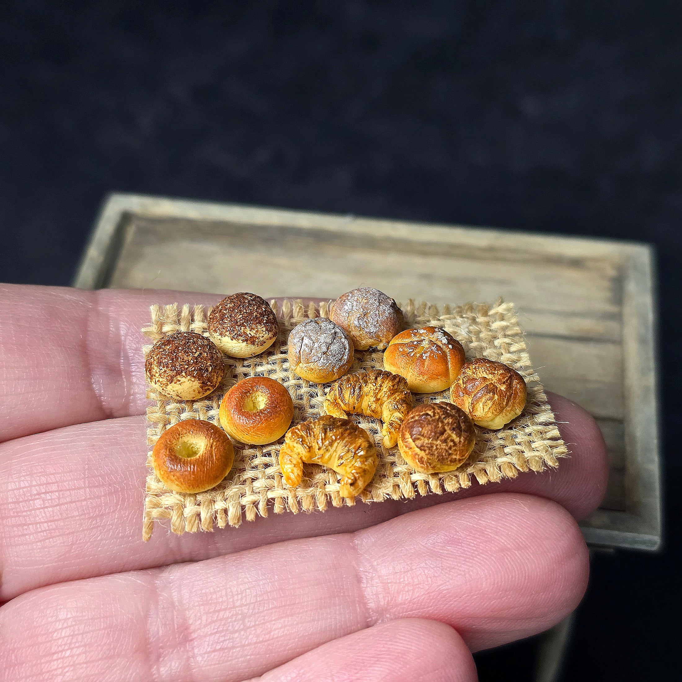 Tomo Tanaka Nunu’s House Bakery Breads on Burlap Miniature Artisan Food