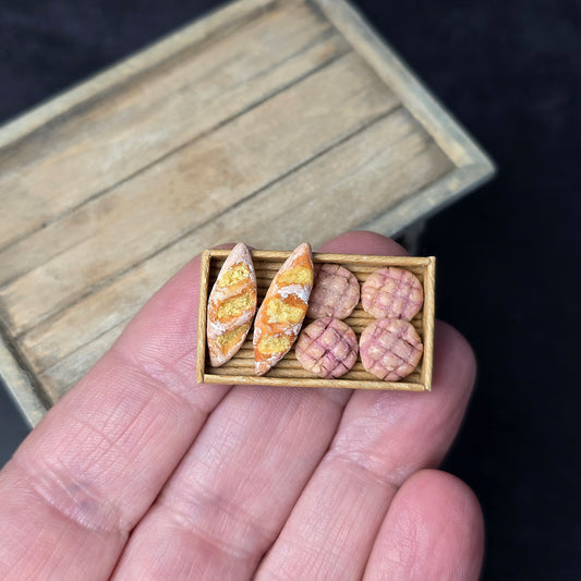 Tomo Tanaka Nunu’s House Melon Pan Bread Tray Bakery Display Dollhouse Miniature