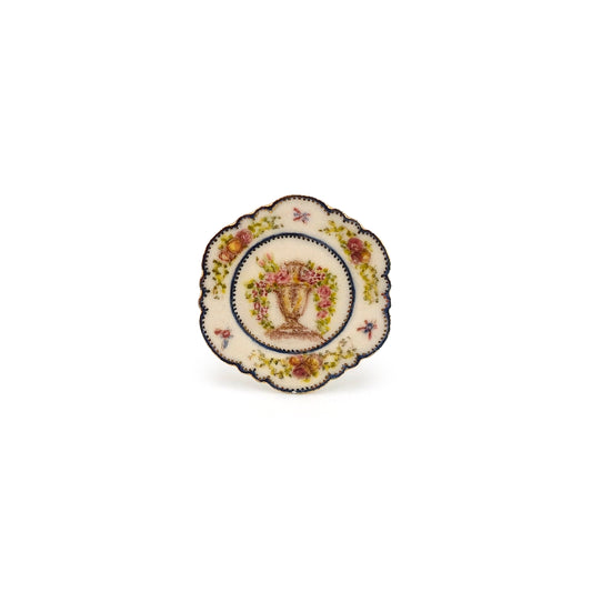 Jean Welch Hand-Painted Floral Porcelain Cabinet Plate Dollhouse Miniature