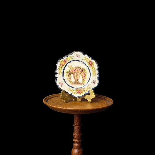 Jean Welch Hand-Painted Floral Porcelain Cabinet Plate Dollhouse Miniature